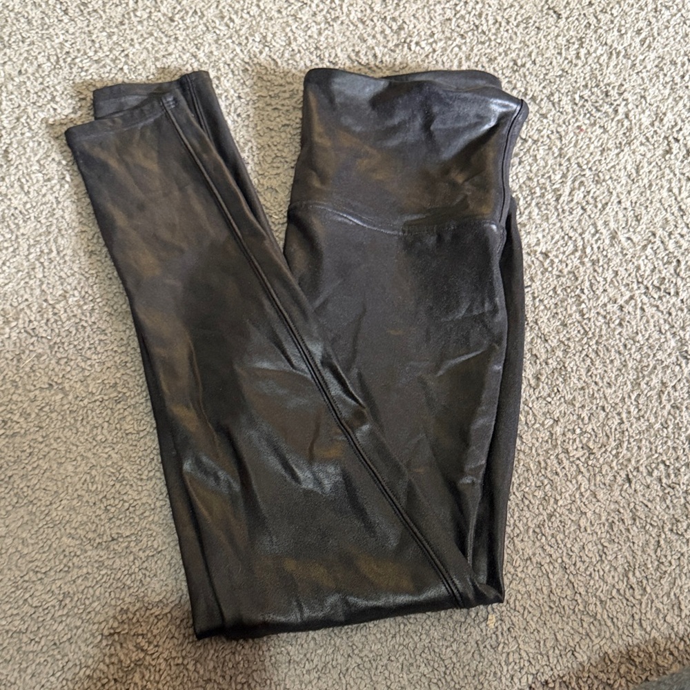 SPANX Black Faux Leather Leggings